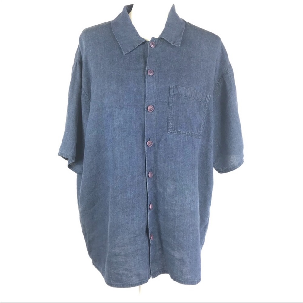 Flax Jeanne Engelhart Short Sleeve Linen Shirt Sm - Picture 3 of 7